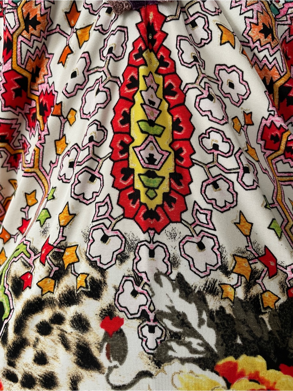 JUST CAVELLI Y2K Bold Floral Paisley Animal Print Long Sleeve Top - Picture 3 of 9